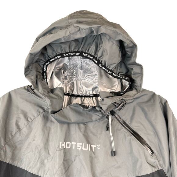 HOTSUIT Sauna Suit Adult Size Large Black Gray 2 Piece Jacket Pants Set - Picture 7 of 11